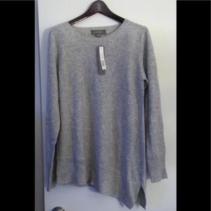 100% cashmere grey asymmetrical sweater